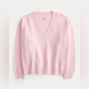NWT Hollister Comfy Cloud Oversized V Neck Sweater in Light Pink